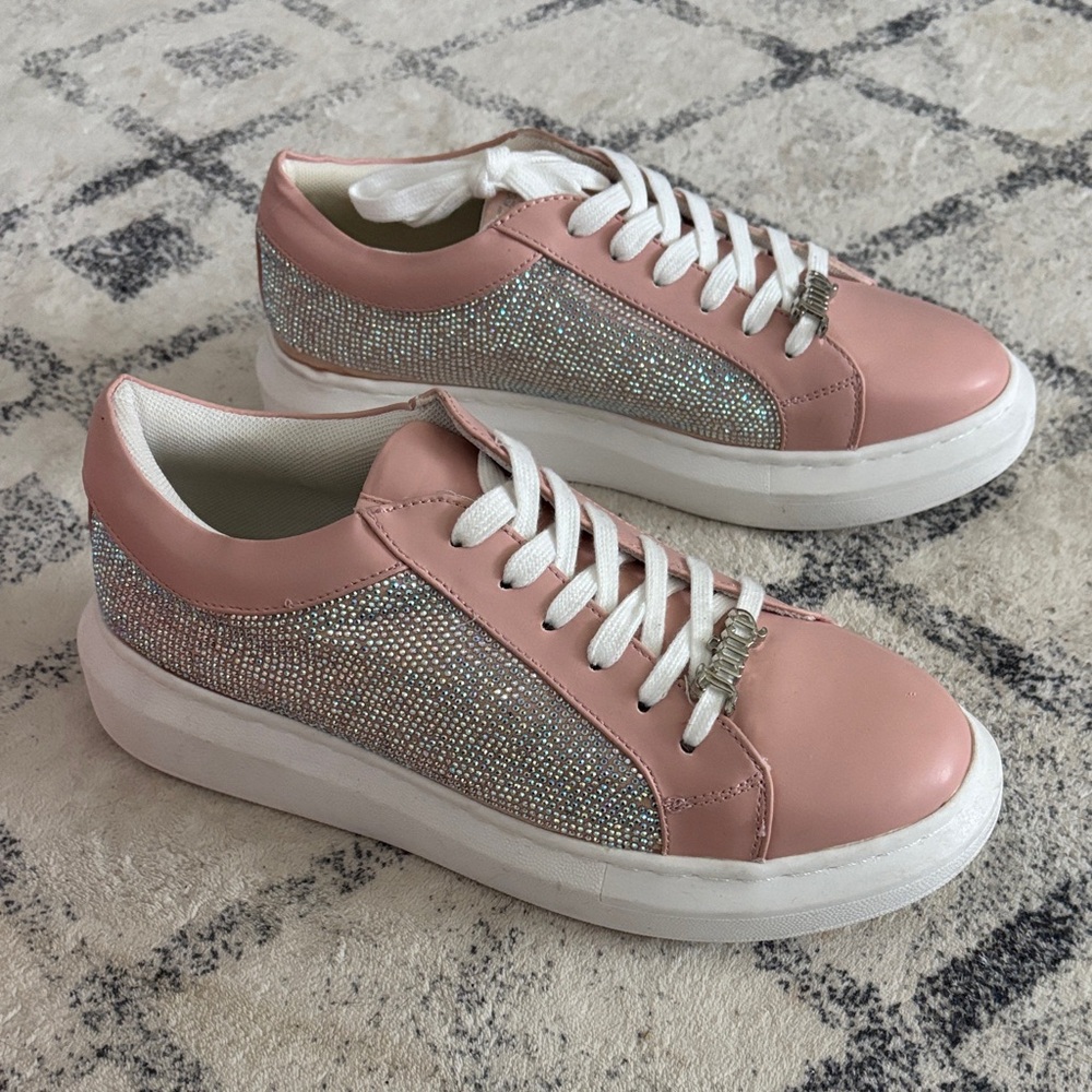Juicy Couture Pink and Silver Glitter Sneakers 8.5